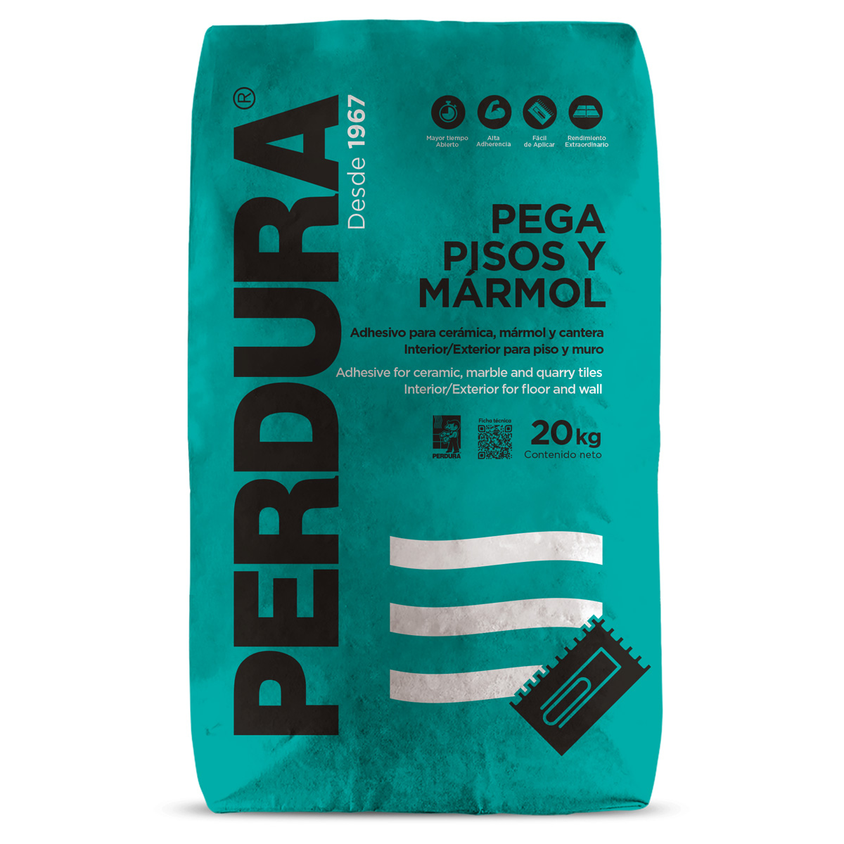 SACO PEGA PISO Y MARMOL  PERDURA BLANCO 20 KG